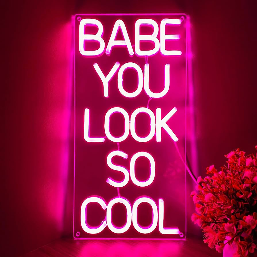 Babe You Look So Cool Neon Sign Pink Neon Sign for Room Aesthetic Decor Girls Room Wall Decor Neo... | Amazon (US)