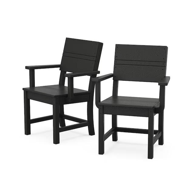 Origin 21 by POLYWOOD Irving 7 -Piece Black Patio Dining Set Plastic Rectangle Table with 6 Stati... | Lowe's