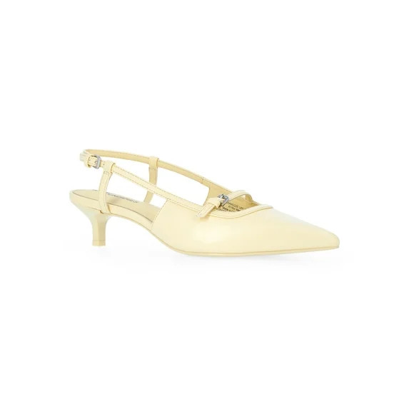 No Boundaries Kitten Heel Slingbacks, Women's | Walmart (US)