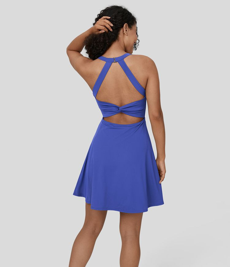 Women’s Backless Twisted Flare Dance Active Dress-Longer Length-Easy Peezy Edition - Halara | HALARA