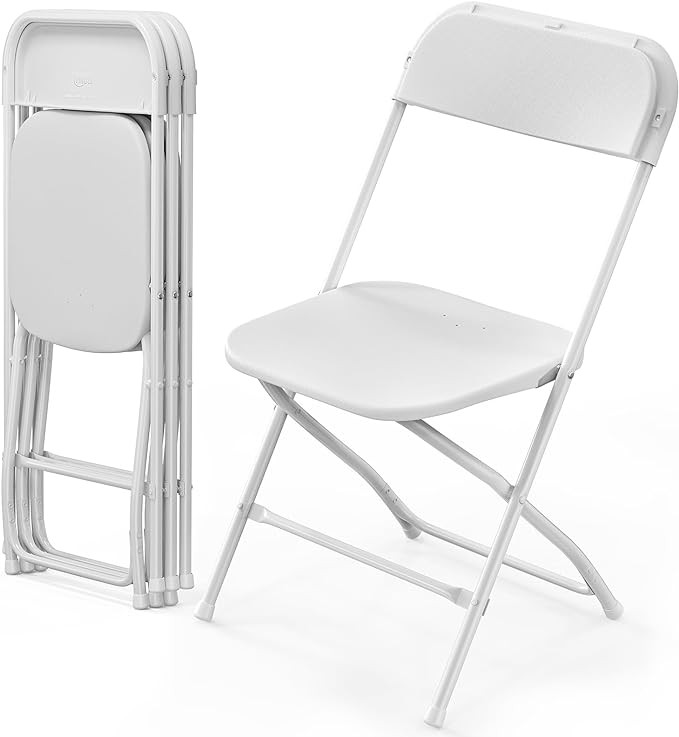 VINGLI 4 Pack White Plastic Folding Chair, Indoor Outdoor Portable Stackable Commercial Seat with... | Amazon (US)
