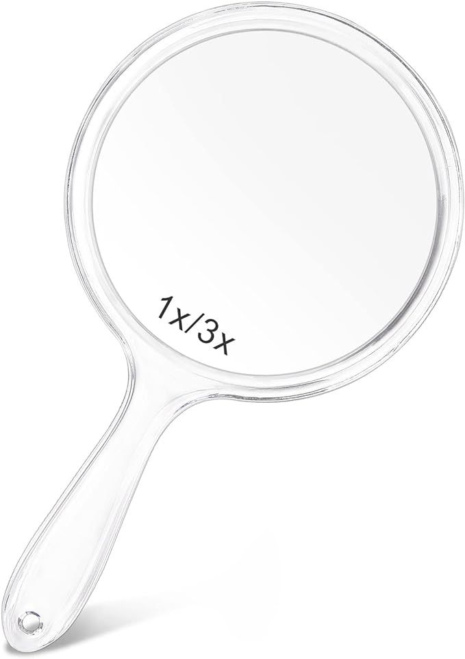 Makeup Hand Mirror, Double-Sided 3X 1x Magnifying Large Travel Handheld Mirror Cosmetic Mirror Ac... | Amazon (US)