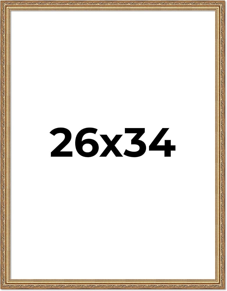 Poster Palooza 26x34 Traditional Antique Gold Wood Picture Frame - UV Acrylic, Foam Board Backing... | Amazon (US)