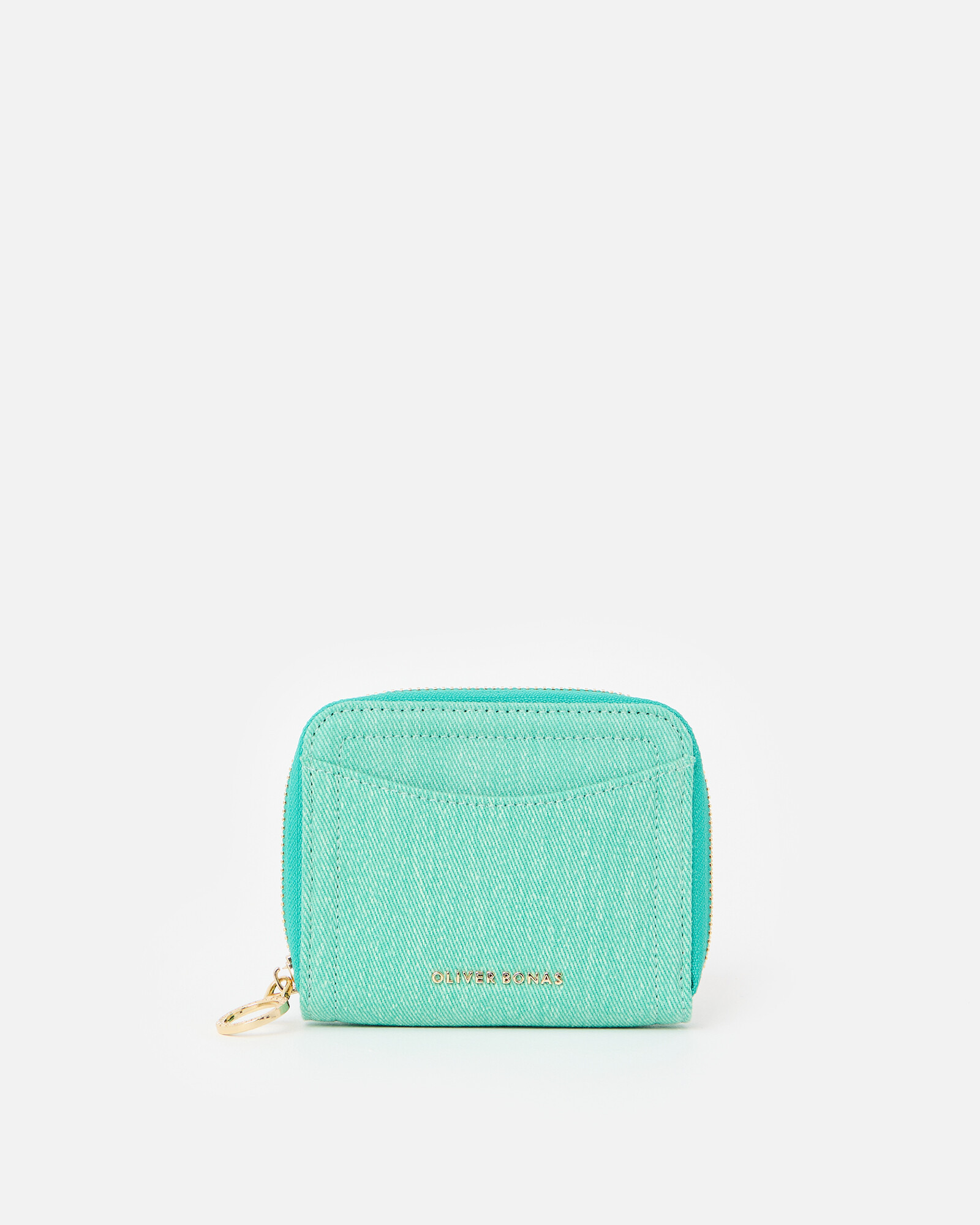 Lola Green Denim Zip Around Purse | Oliver Bonas (Global)