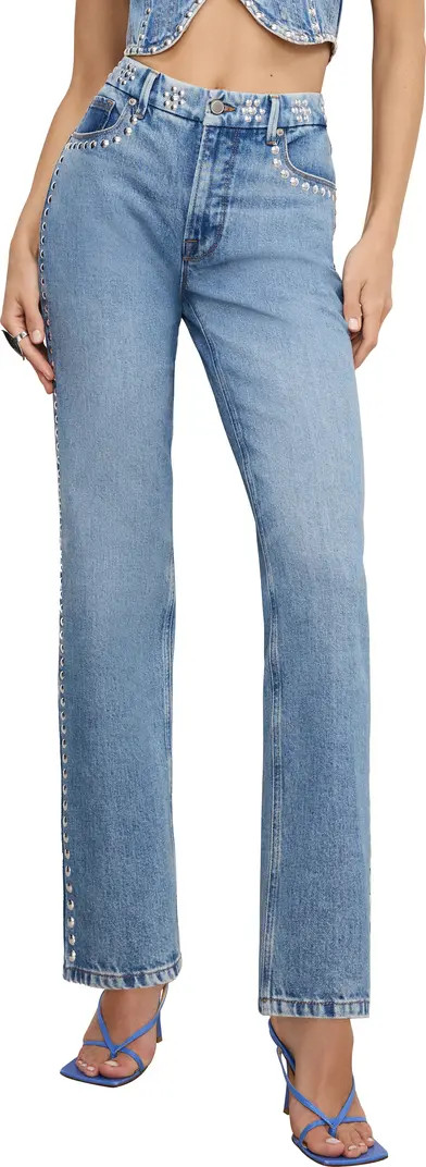 Good Icon Stud Straight Leg Jeans | Nordstrom