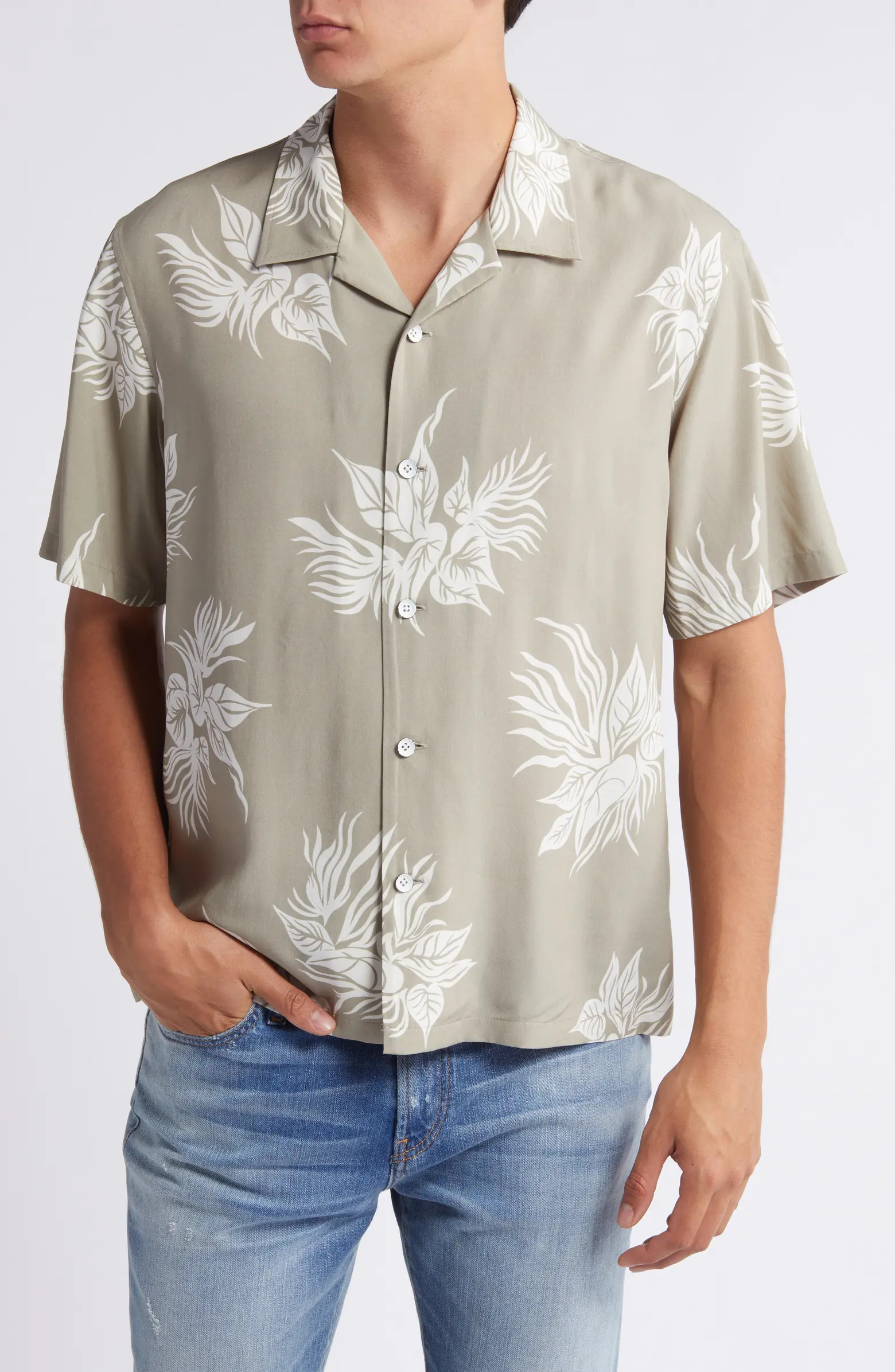 Avery Floral Lyocell Camp Shirt | Nordstrom