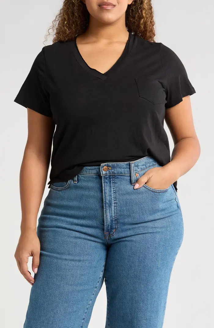 Short Sleeve Cotton & Modal V-Neck Pocket T-Shirt | Nordstrom