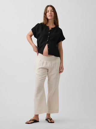 Maternity Cotton Gauze Full Panel Pants | Gap (US)