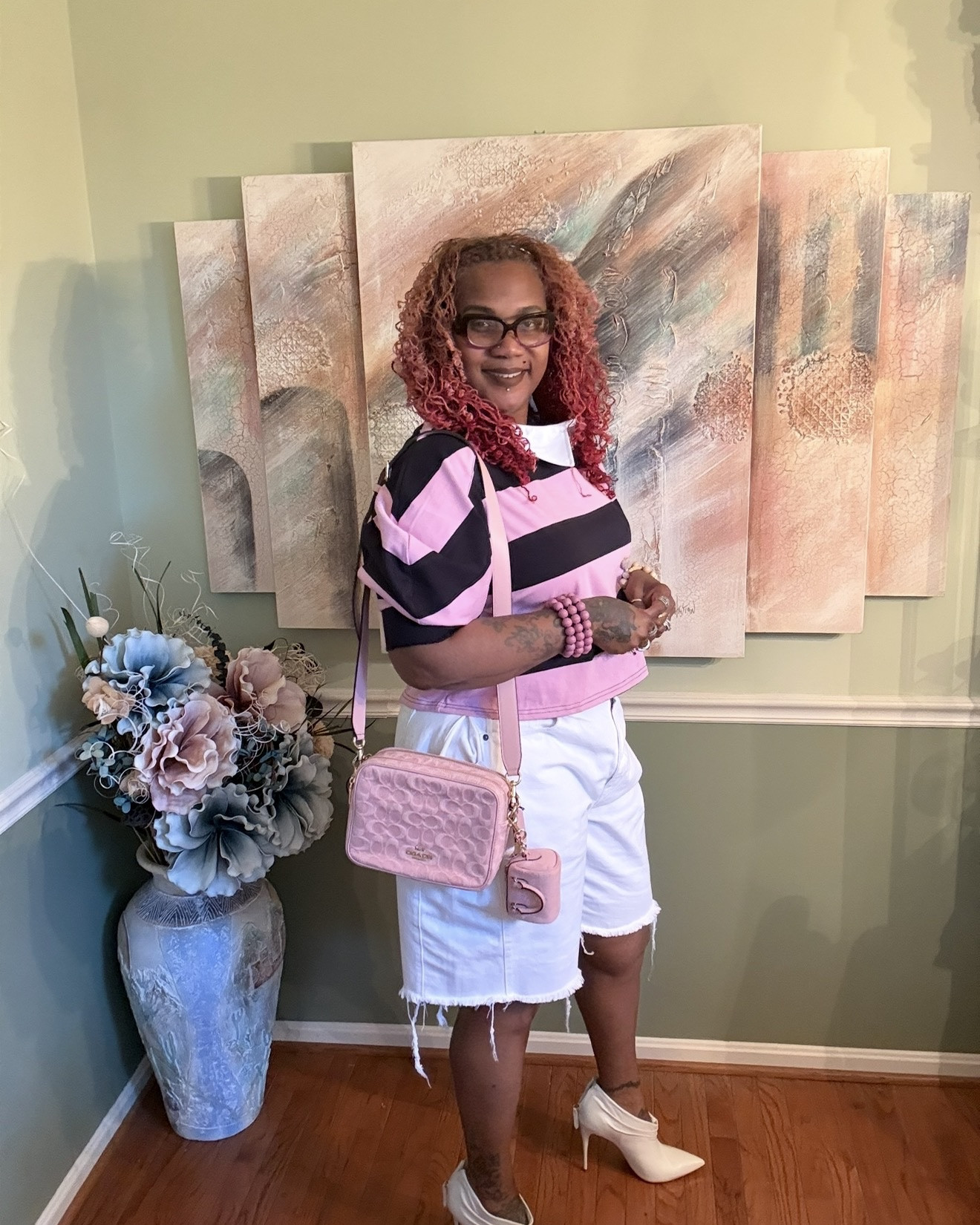A pink and white moment is always a good idea. Striped rugby top, distressed white shorts, booties, and one of my favorite pink Coach bags to tie it all together. 🌸🤍

Proof that casual can still make a statement. ✨👜

#LTKStyle #SummerStyle #WeekendLook #CasualChic #CoachStyle

#LTKgrwm #LTKootd #LTKdayinmylife