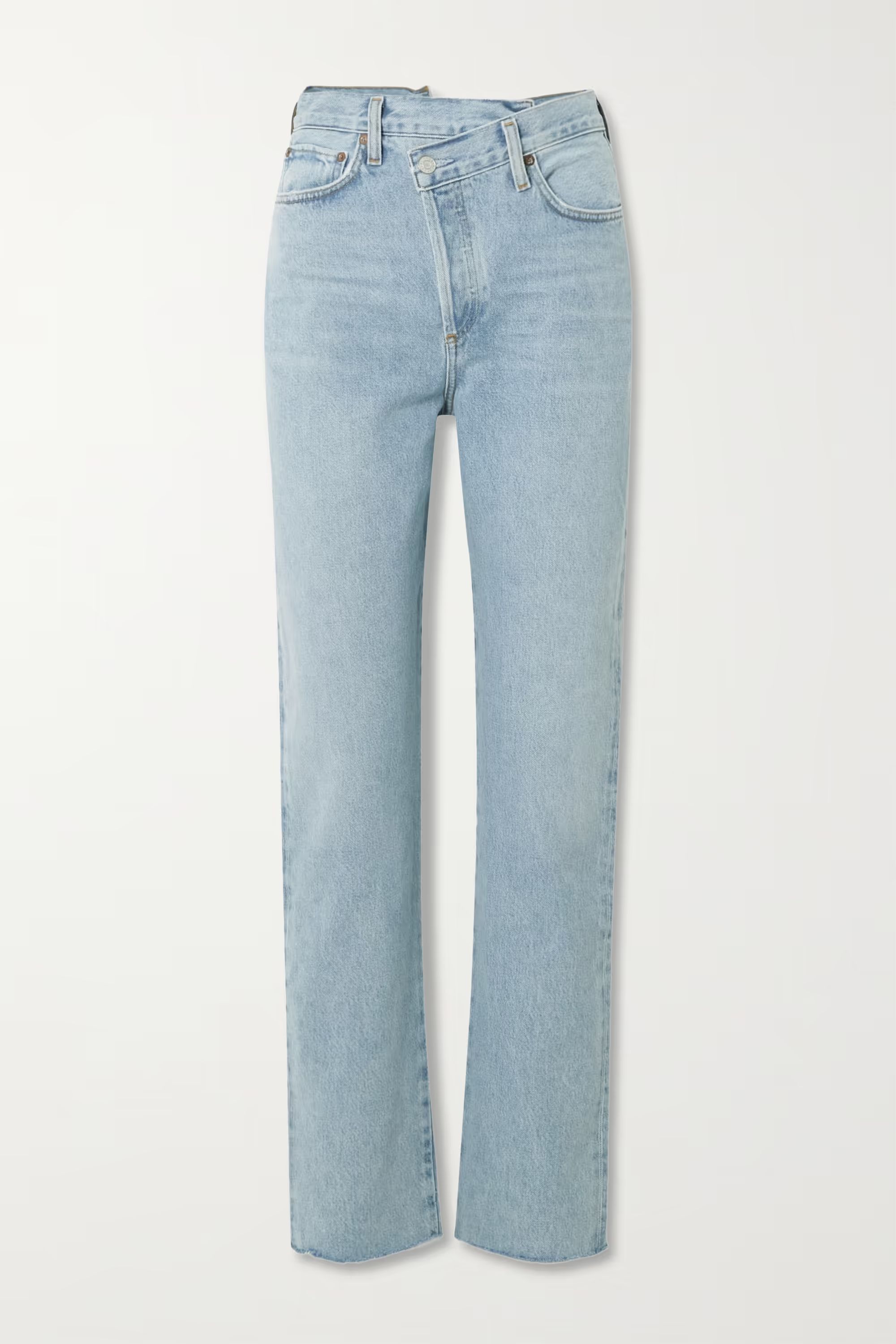 AGOLDECriss Cross frayed high-rise straight-leg organic jeans | NET-A-PORTER (UK & EU)