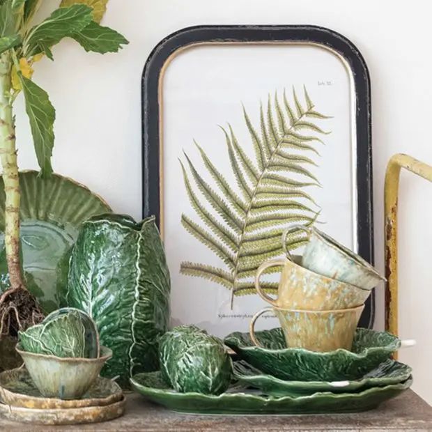 Painted Stoneware Cabbage Leaf Collection | Antique Farm House