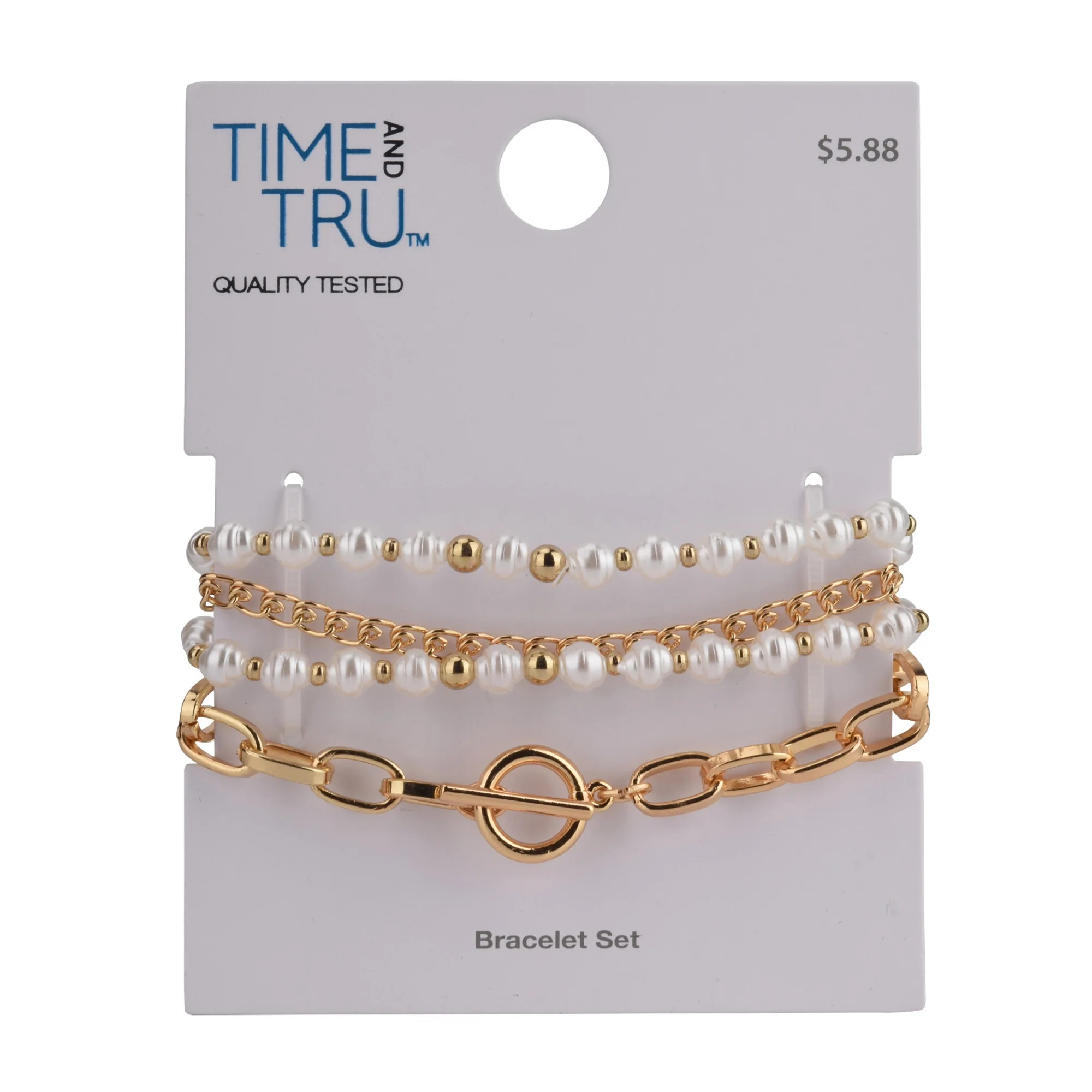 Time and Tru Female 4pc Gold Plated Bracelet Set | Walmart (US)