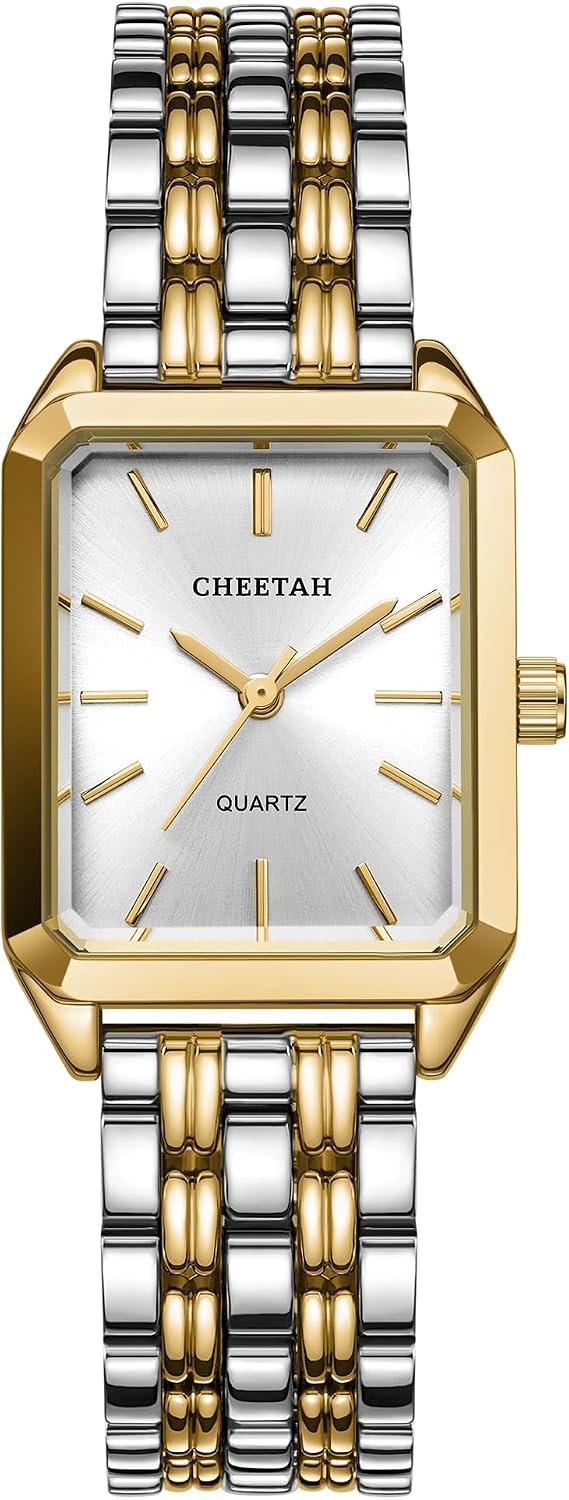 CHEETAH Women's Gold-Tone Dainty Watch, Retro Style Rectangular Case and Stainless Steel Band, Gift for Her | Amazon (US)