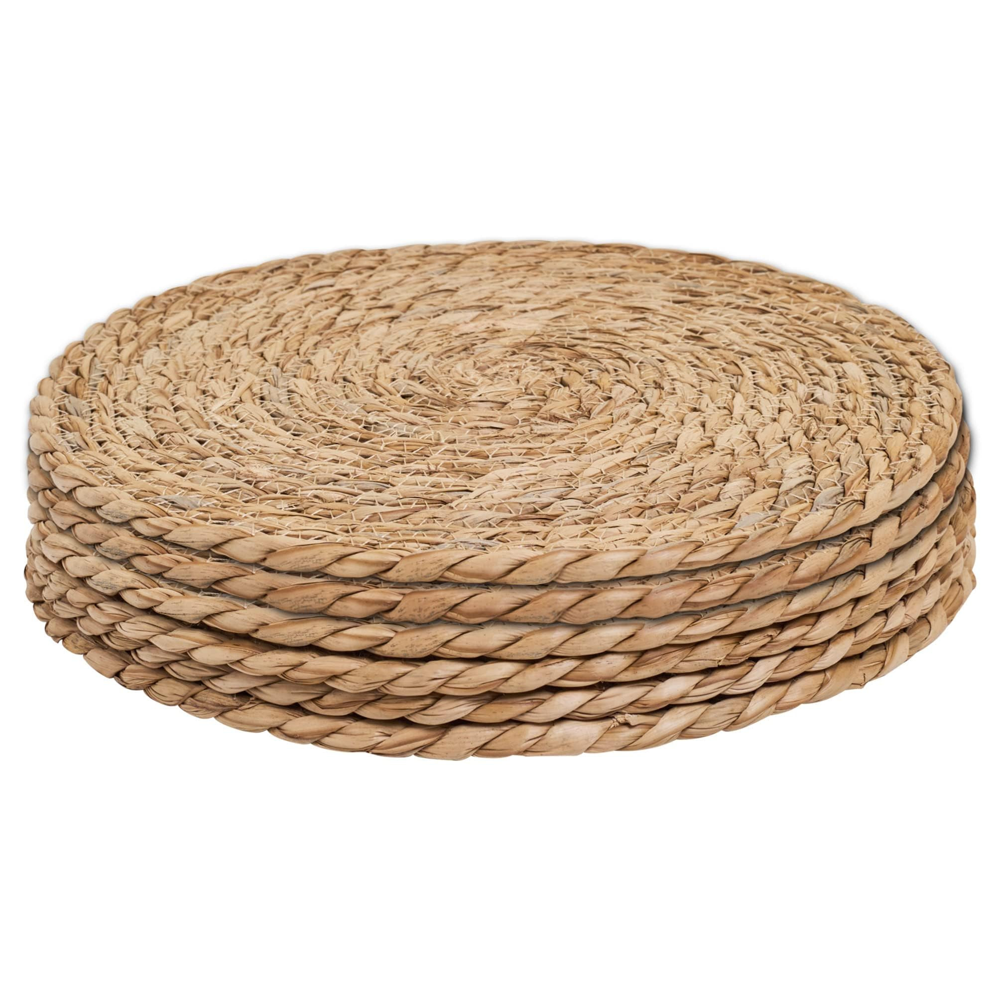 6Pcs 12" Round Woven Rattan Placemats,Natural Hand-Woven Water Hyacinth Placemats,Farmhouse Weave... | Amazon (US)