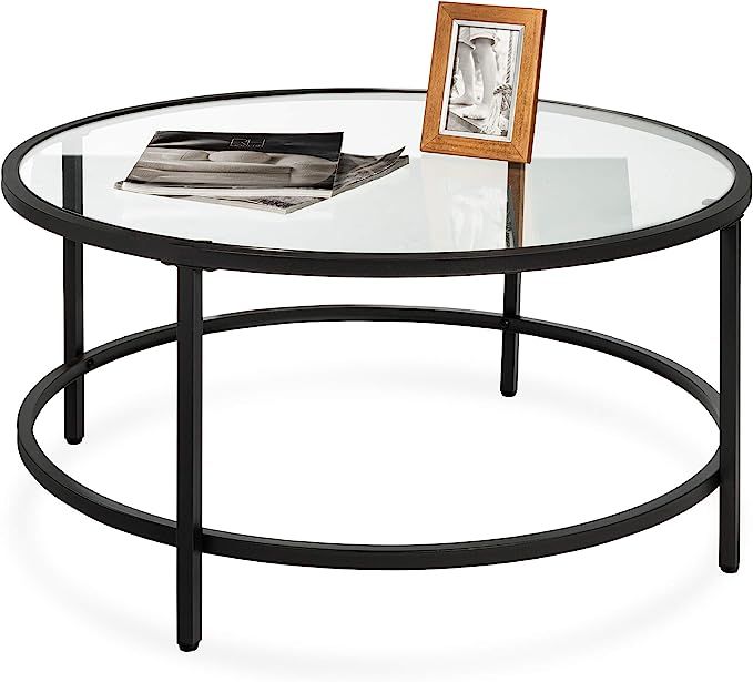 Best Choice Products 36in Modern Round Tempered Glass Accent Side Coffee Table for Living Room, D... | Amazon (US)