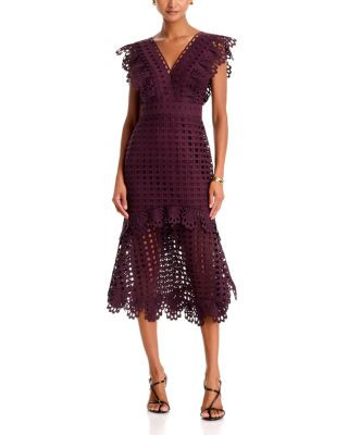 Aqua V Neck Lace Midi Dress - Exclusive | Bloomingdale's (US)