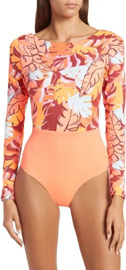 Maaji Ginger Orange Sky Surf Long Sleeve Reversible One-Piece Swimsuit | Nordstromrack | Nordstrom Rack