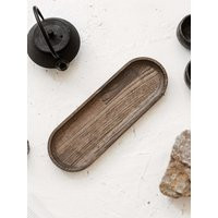 Dark Narrow Natural Oak Wood Oval Tray| Slim 11 Inch Wooden Tray For Candle Or Jewelry Display| Modern Bedside Trinket | Etsy (UK)