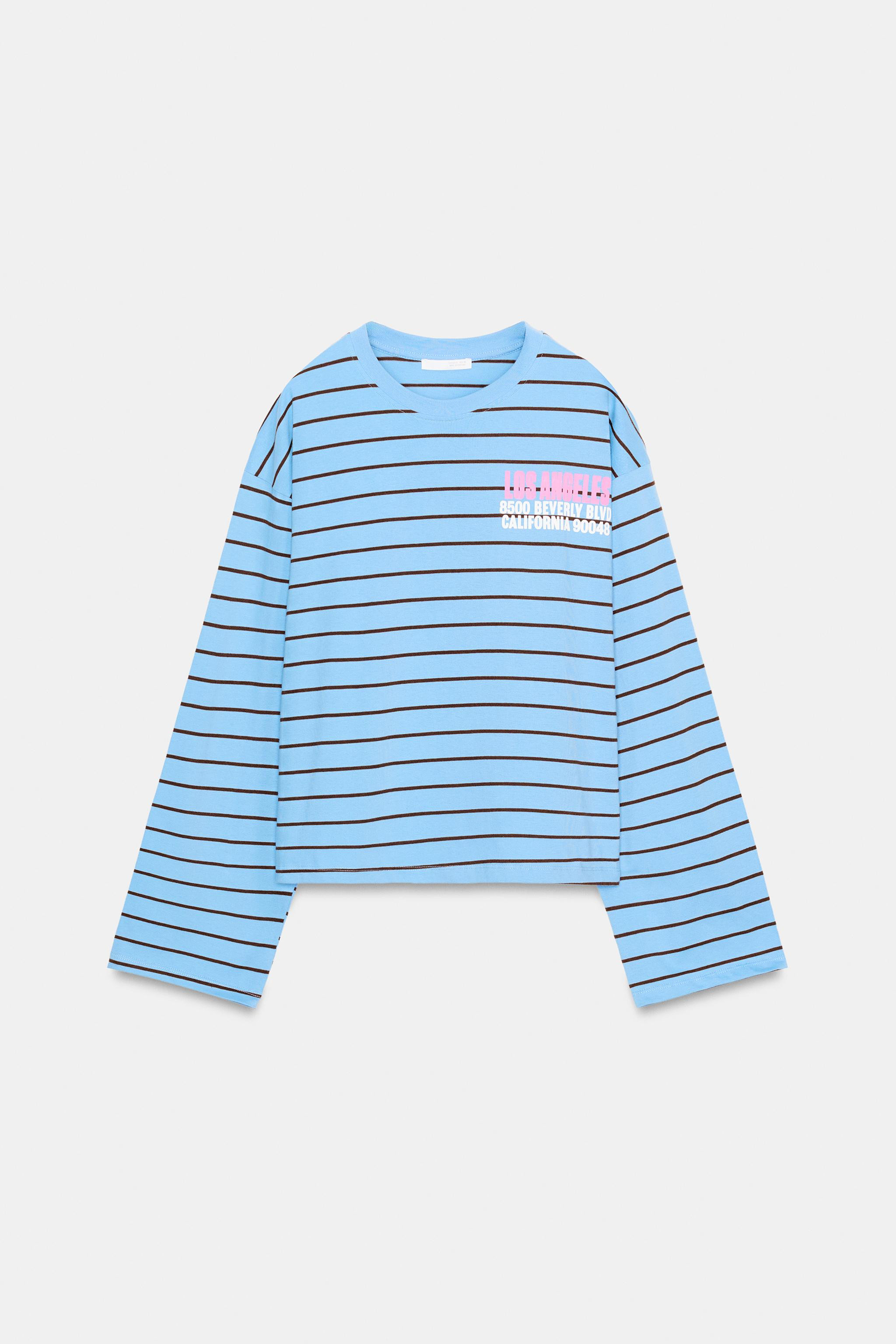 GESTREIFTES T-SHIRT MIT SCHRIFTZUG | Zara DE