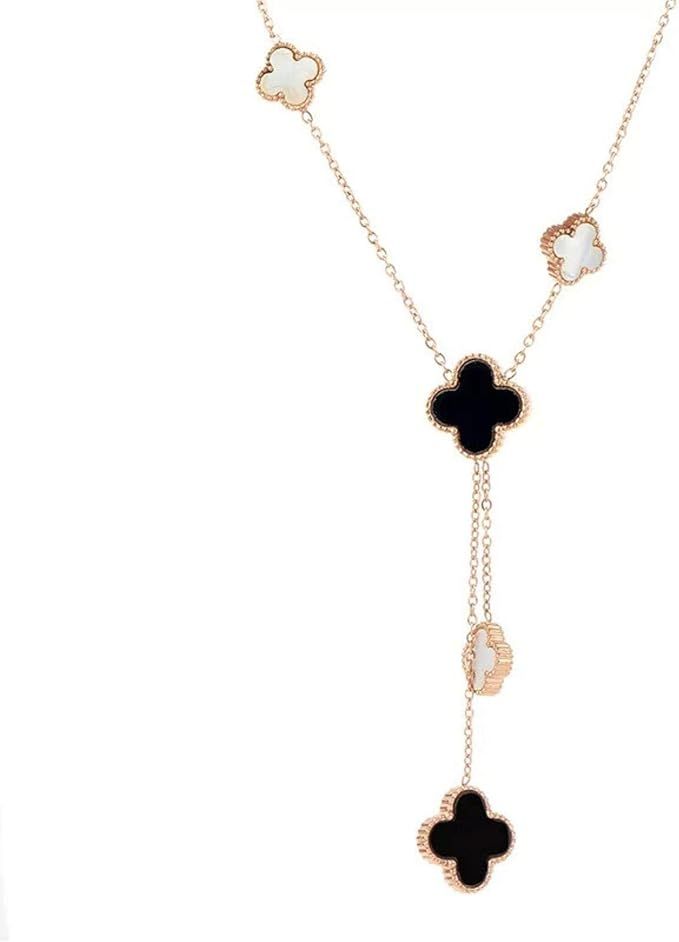 Dainty 18” adjustable designer inspired 18K Gold Plated Clover Charm Necklace | Amazon (US)