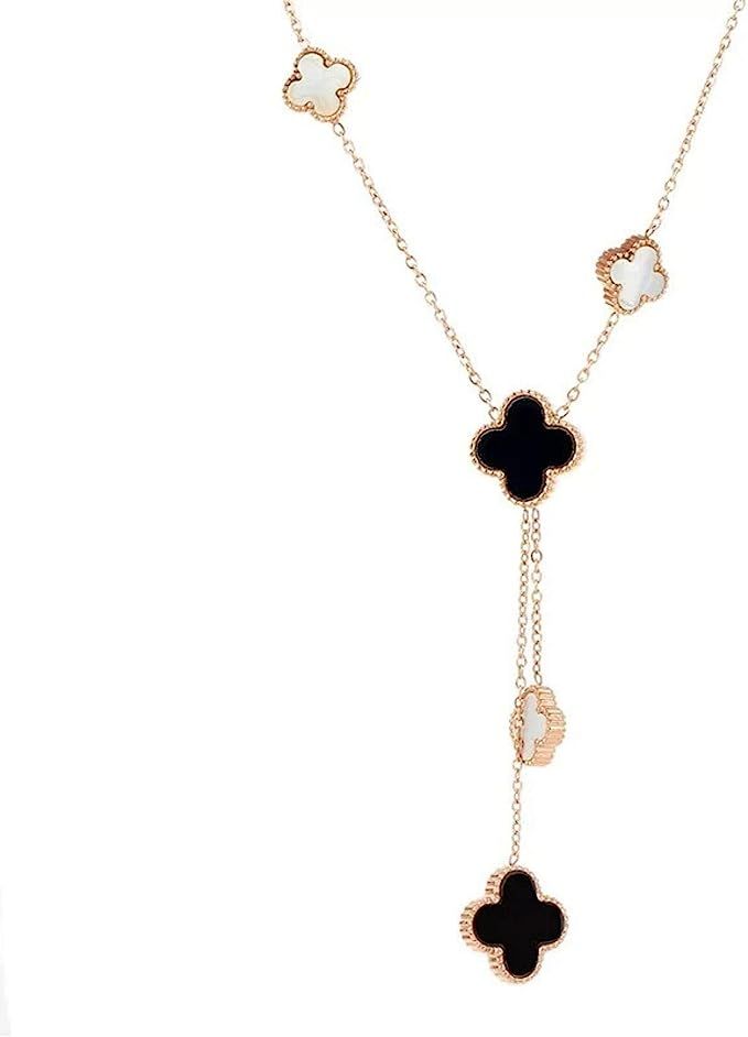 Dainty 18” adjustable designer inspired 18K Gold Plated Clover Charm Necklace | Amazon (US)