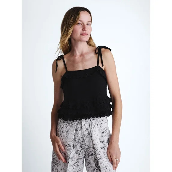 Scoop Women's Tie Ruffle Sweater Tank, Sizes XS-XXL | Walmart (US)