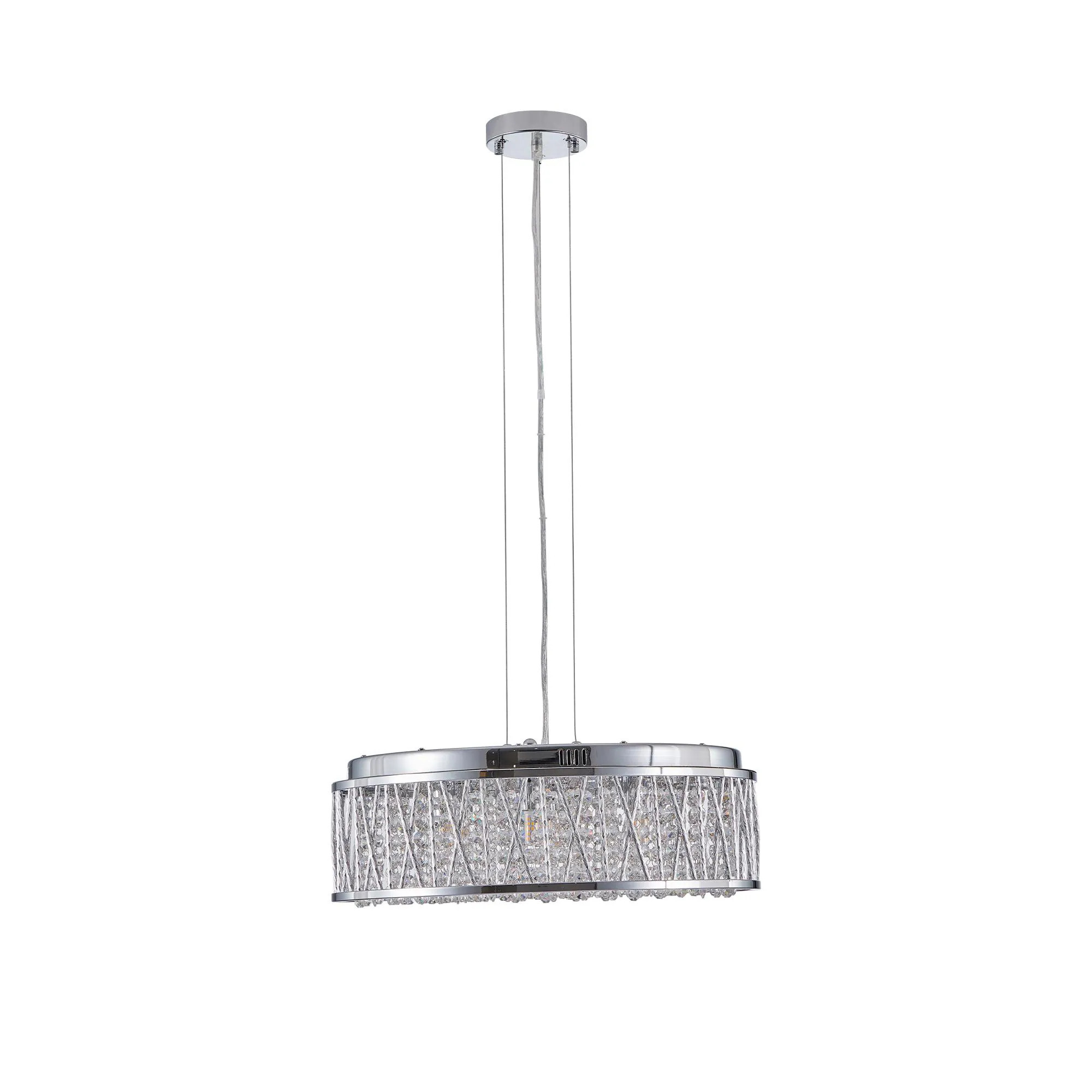 Bayfeve Modern Crystal Drum Pendant Light 7 -Light Gloss Chrome Modern/contemporary Crystal For Use in Bedrooms, Dining Rooms, Foyers, Kitchens | Lowe's