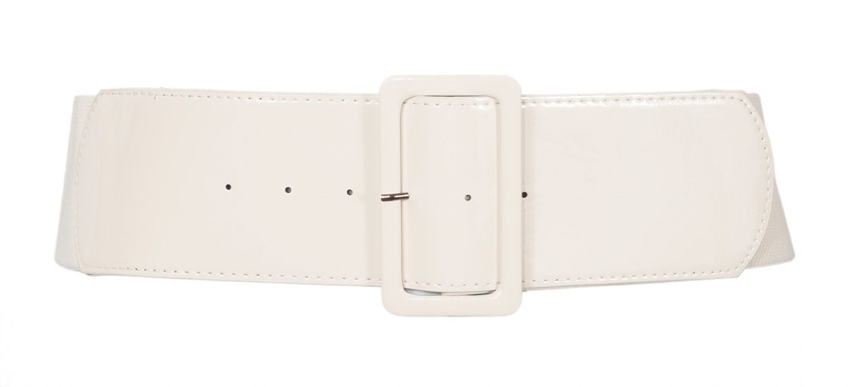 eVogues Women's Wide Patent Leather Fashion Belt White | Walmart (US)