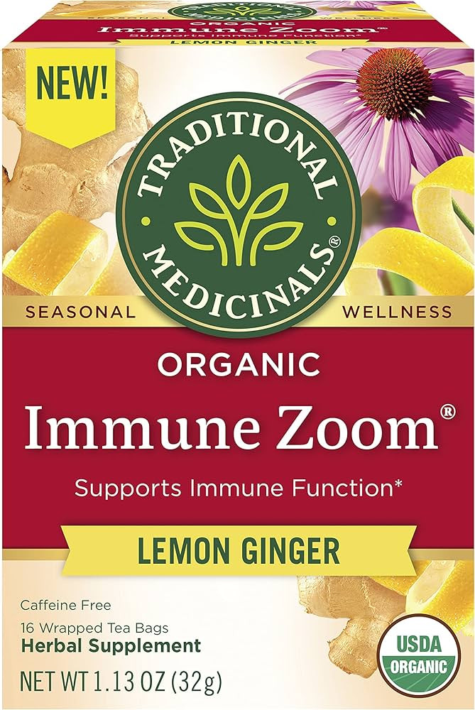 Traditional Medicinals Tea, Organic Immune Zoom Lemon Ginger, Supports Immune Function, 16 Tea Ba... | Amazon (US)