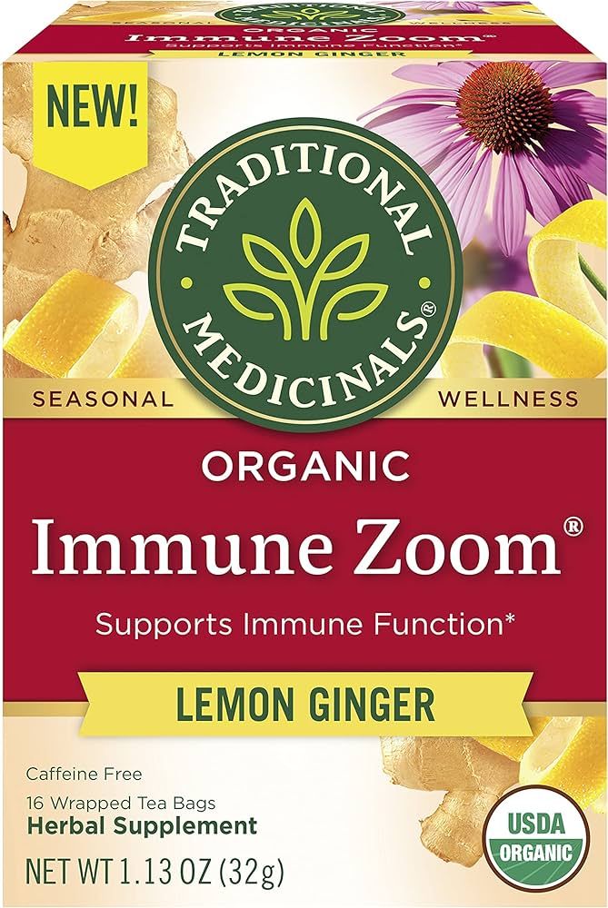 Traditional Medicinals Tea, Organic Immune Zoom Lemon Ginger, Supports Immune Function, 16 Tea Ba... | Amazon (US)