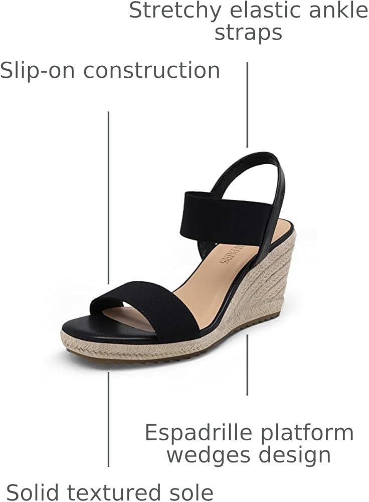 DREAM PAIRS Womens Open Toe Espadrilles Dressy Platform Sandals Slip on Elastic Ankle Strap Wedge... | Amazon (US)