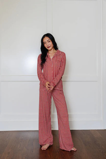 *Preorder* Women's Button Down Set in Merry Gingham | Plain Jane