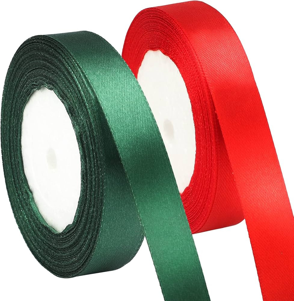 joycraft Christmas Ribbon, 50 Yards Red Green Satin Gift Ribbon, 3/4 in Wide Handmade Satin Strin... | Amazon (US)
