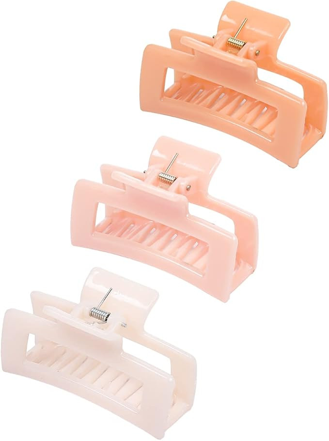 Rectangle Hair Claw Clips, Manshui 3 Pcs Medium Large Hair Claw Clips, Strong Hair Clips for Girl... | Amazon (US)