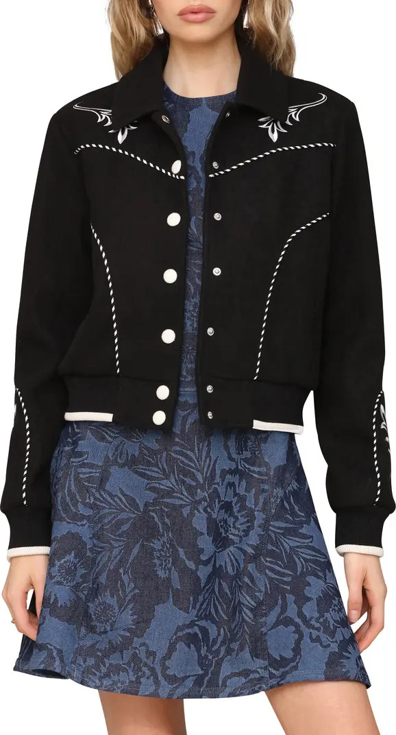 Avec Les Filles Embroidered Faux Suede Western Bomber Jacket | Nordstrom | Nordstrom