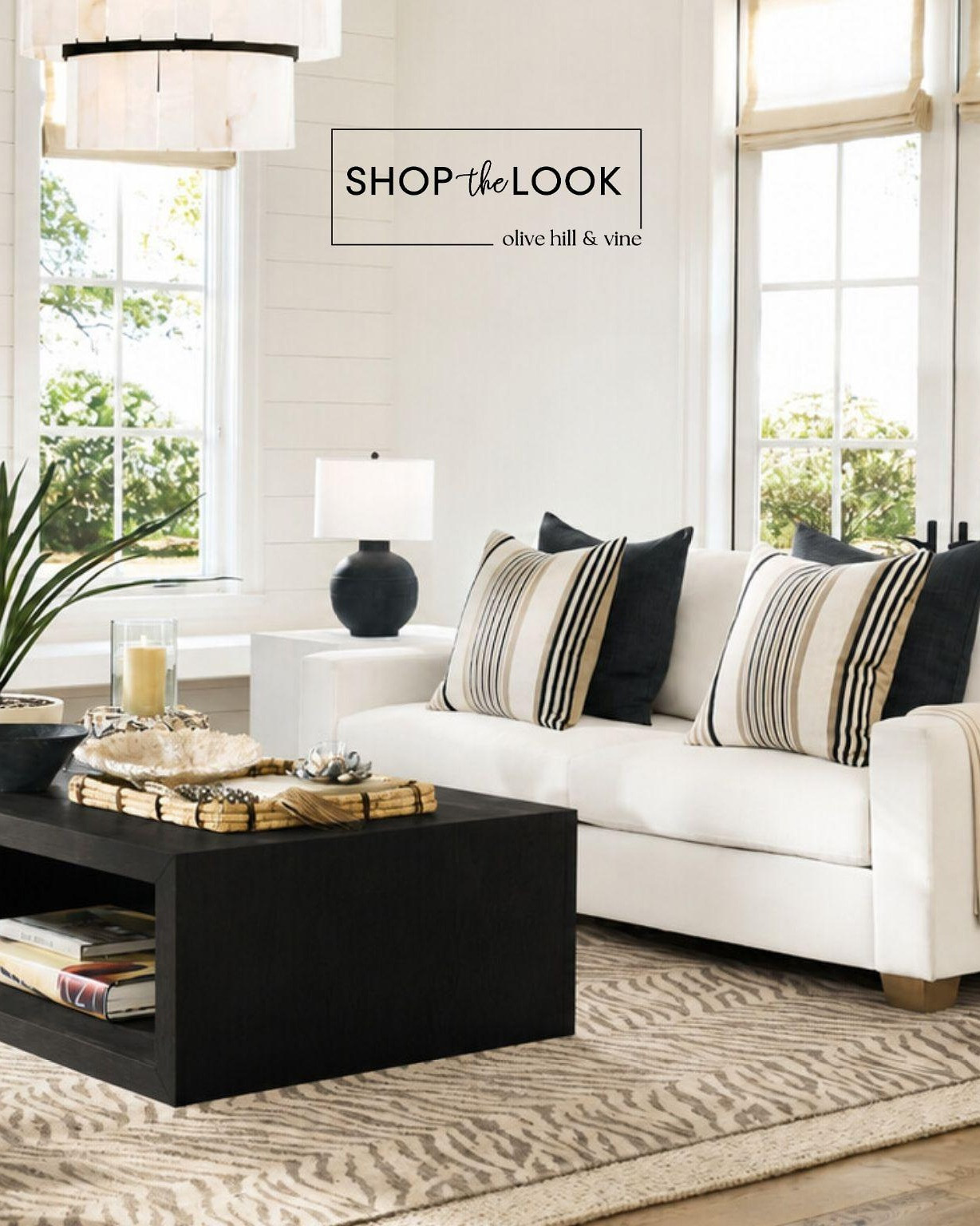 Warm neutrals meet bold black accents in this polished living room. Layered patterns, sculptural lighting and natural textures bring depth and character, while a crisp palette keeps the look fresh, relaxed and timeless.

#LTKHome