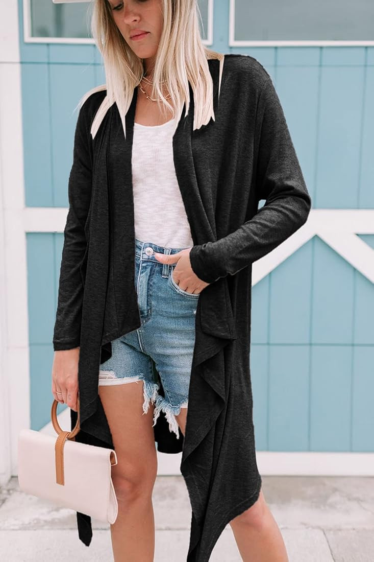 PRETTYGARDEN Women's Fall 2022 Open Front Cardigan Casual Long Sleeve Lightweight Coats Fashion Flow | Amazon (US)