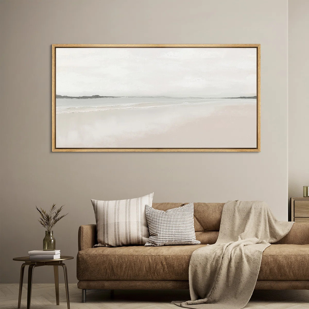 IDEA4WALL Muted Coastal Beach Serene Modern Neutral Extra Large Pictures Framed Canvas Print Wall... | Wayfair North America