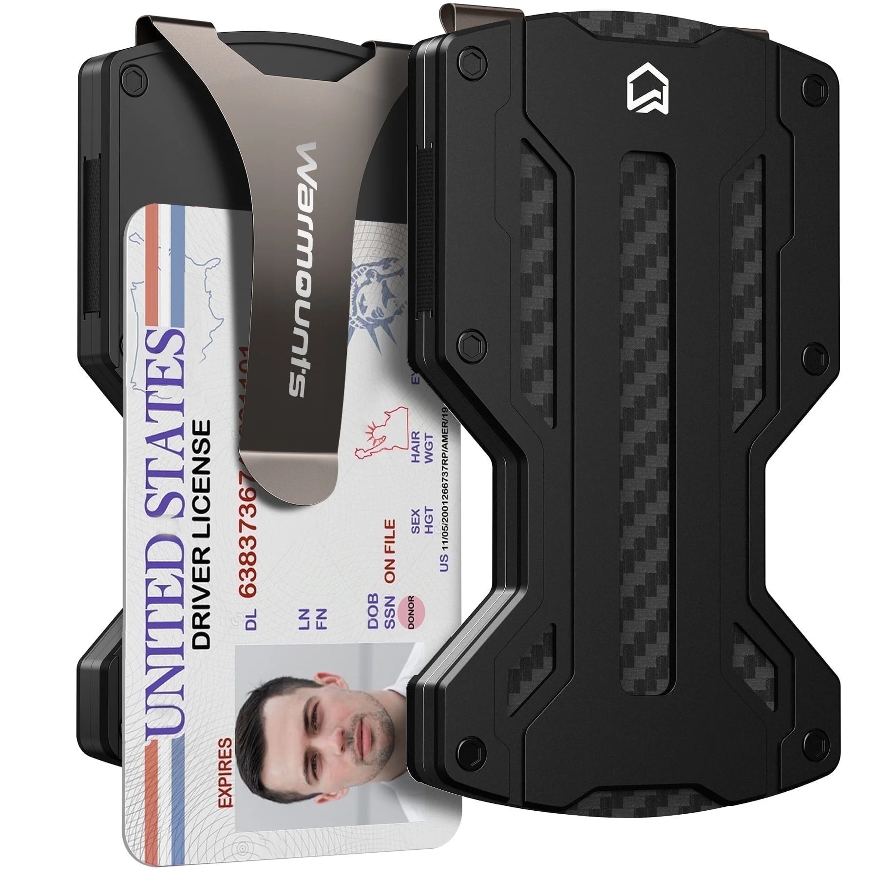 WARMOUNTS Men's Metal Wallet, Carbon Fiber Wallet with Money Clip & Credit Card Holder, RFID Bloc... | Walmart (US)