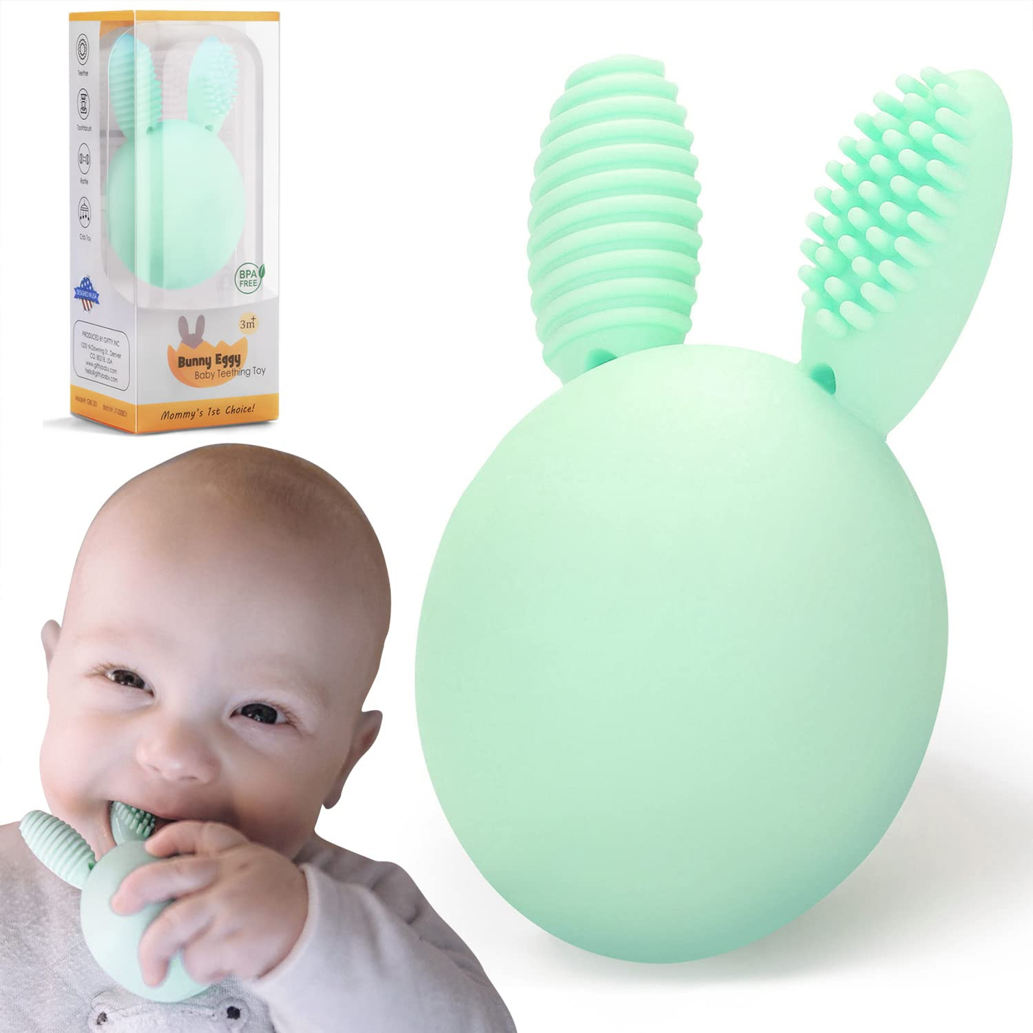 Baby Teething Toy Easter Bunny Infant Teether Rabbit Egg Rattle Toy Teething Pain Relief for Babi... | Amazon (US)