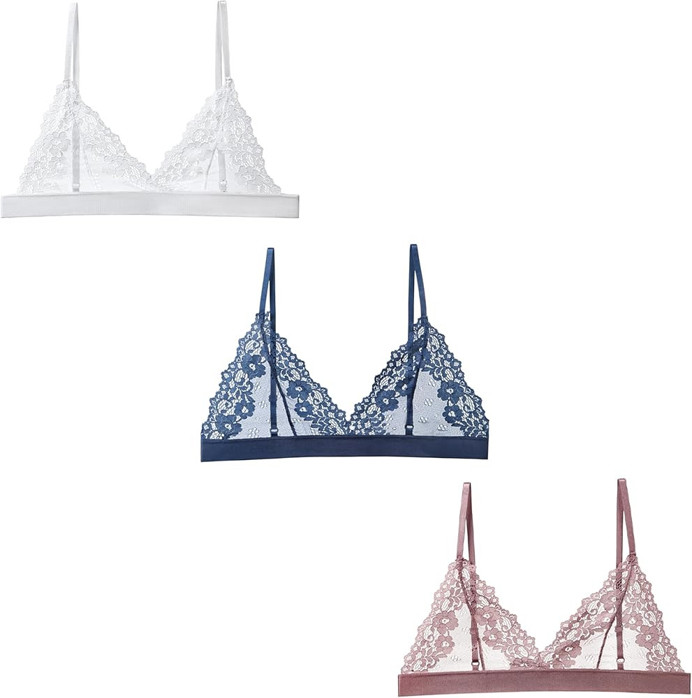 Women Lace Bralettes Plunge No Padding Bra | Amazon (US)