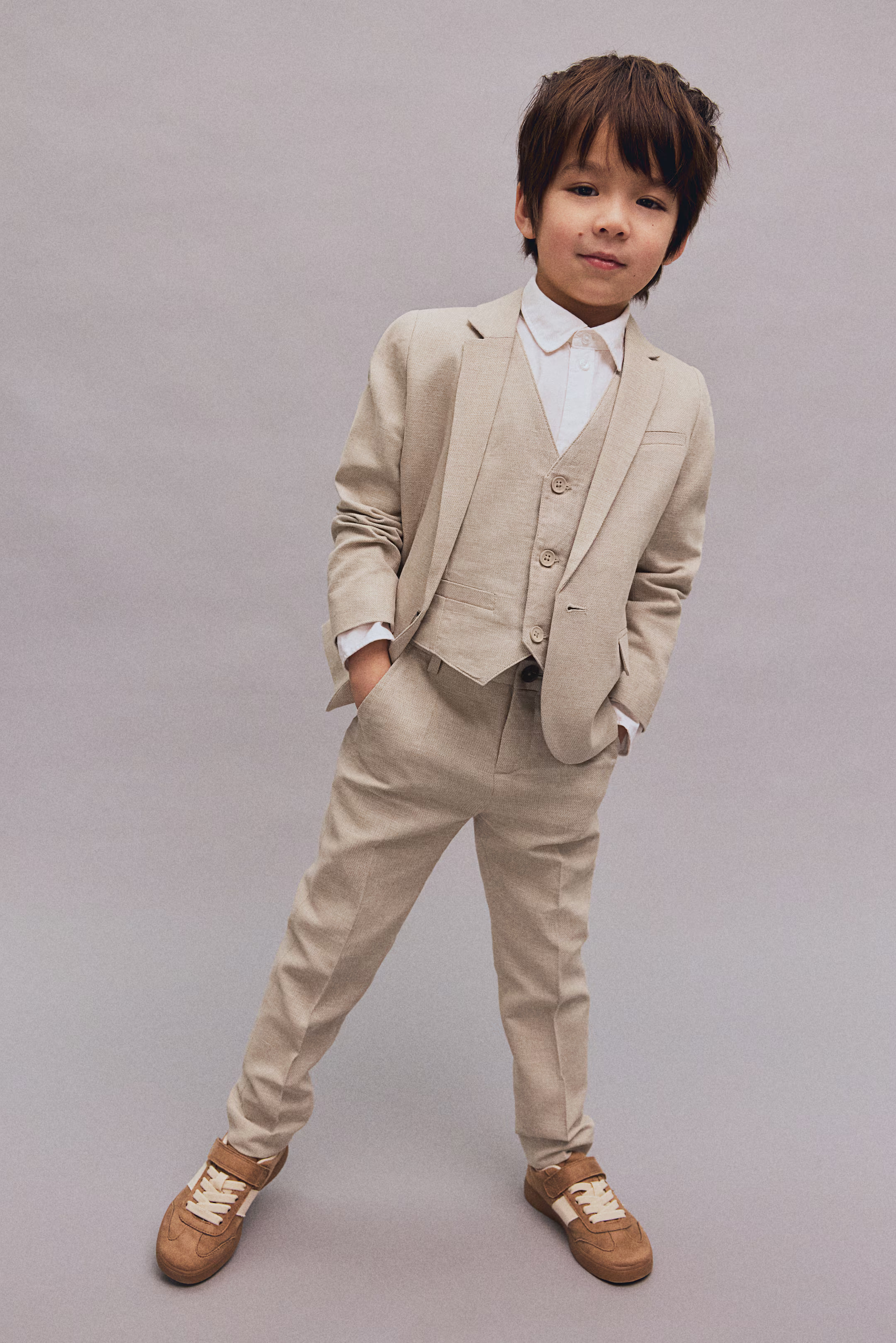 Slim Fit Suit Pants - Light taupe - Kids | H&M US | H&M (US + CA)