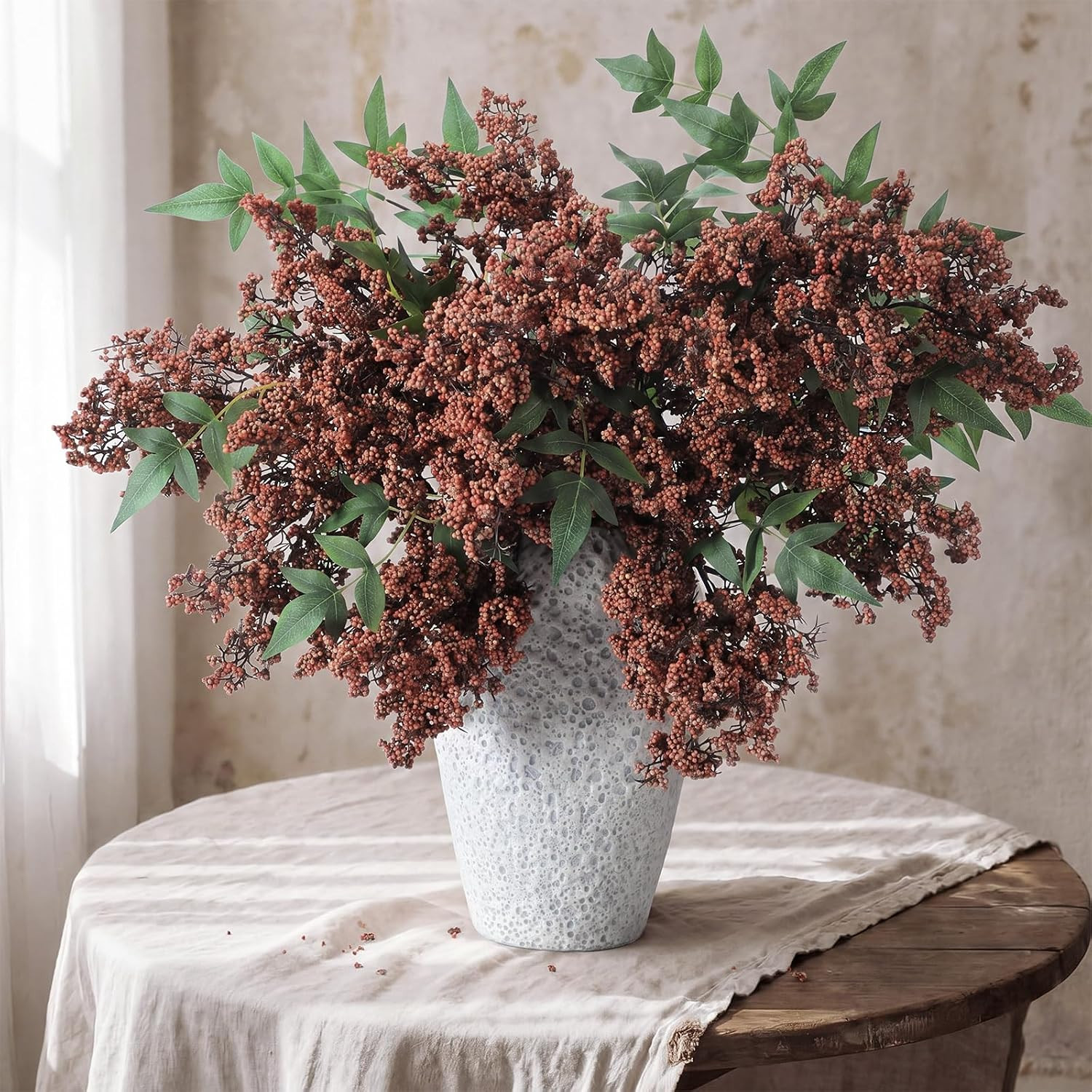 5 Pcs Light Brown Faux Fall Berry Stems for Vase, 31.5 Inch | Amazon (US)