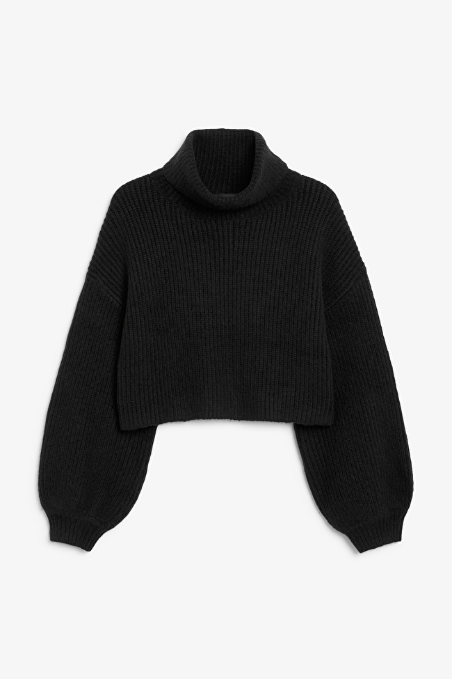 Black cropped turtleneck knit | Monki