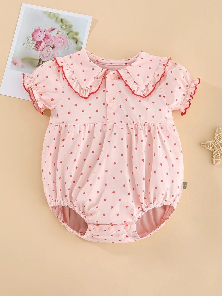 Peninsula Baby Baby Polka Dot Puff Sleeve Bodysuit | SHEIN