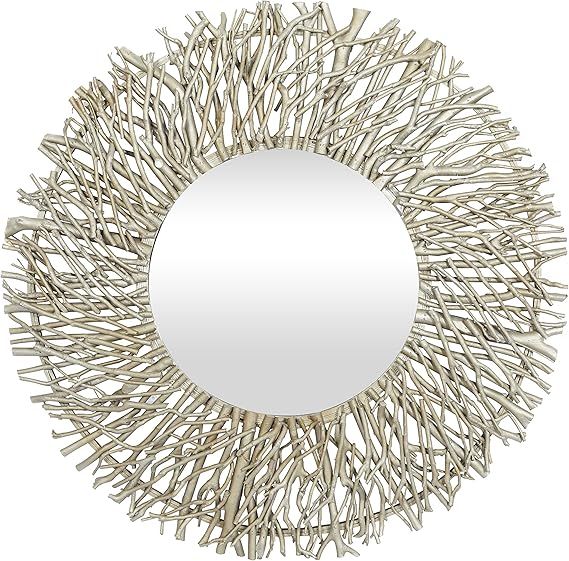 Deco 79 69158 Contemporary Metal and Wood Round Framed Branch Design Wall Mirror, 31"Diameter, Te... | Amazon (US)