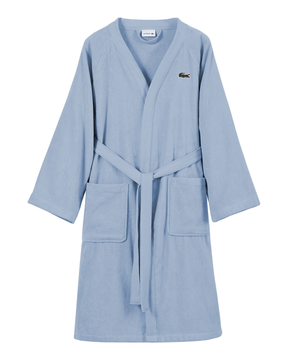Lacoste Home Logo Patch 100% Cotton Pique Bath Robe - Sky | Macy's