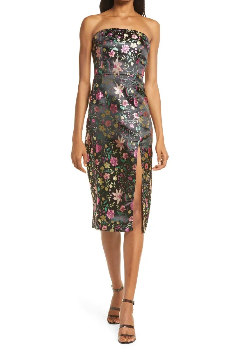 Make a Move Floral Jacquard Sleeveless Satin Dress | Nordstrom