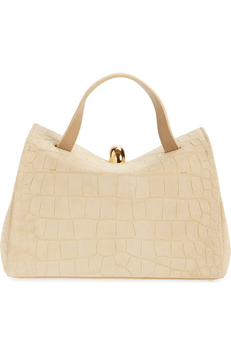 Le Petit Valerie Croc Embossed Suede Top Handle Bag | Nordstrom