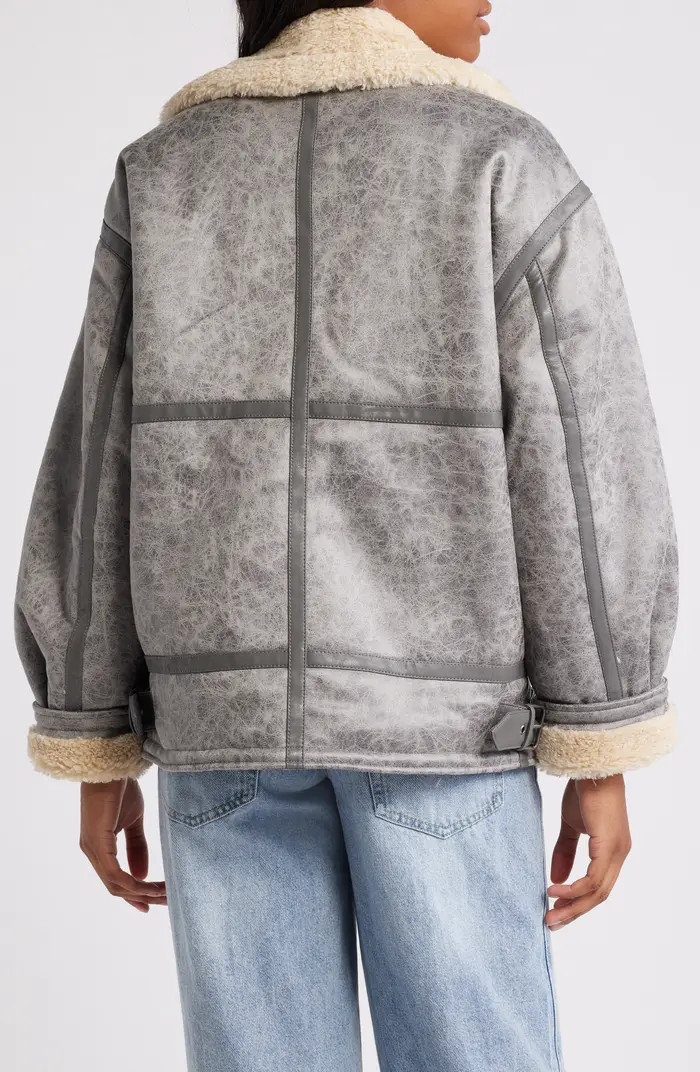 Faux Leather Longline Aviator Jacket | Nordstrom
